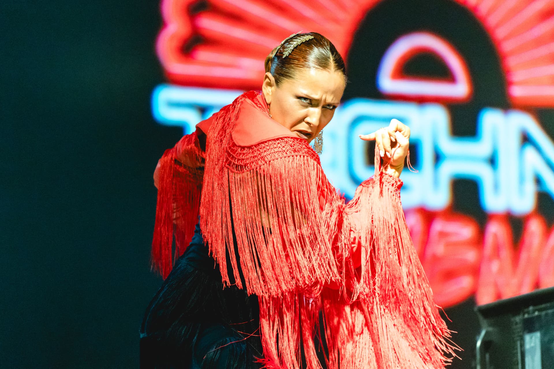 María La Zíngara en escena en Techno Flamenco