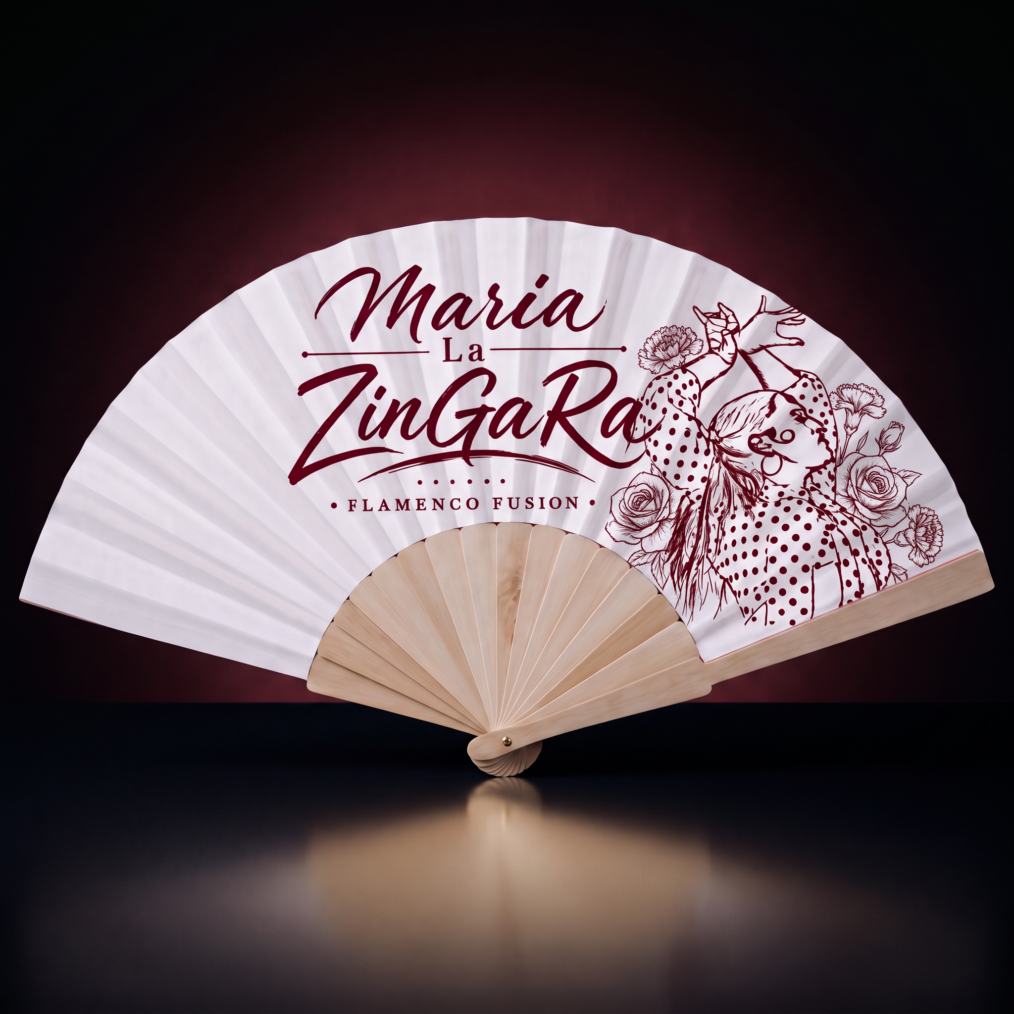 Abanico de María La Zíngara con el diseño Flamenco Fusion